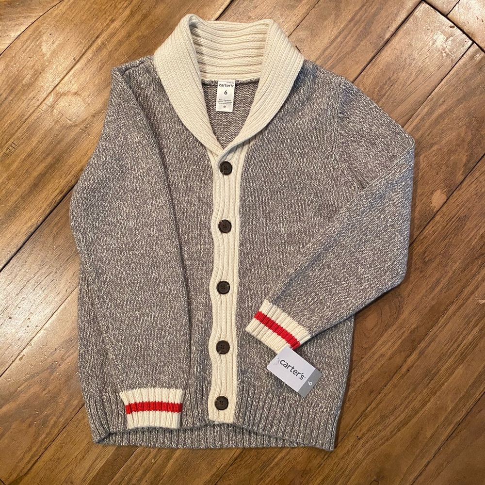 NWT Boys button sweater size 6.